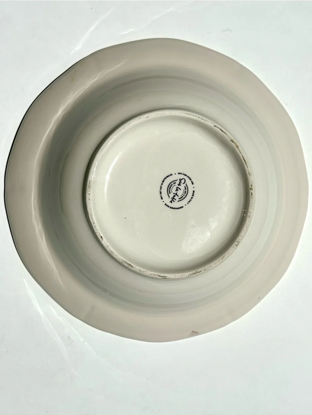 Sur La Table Salad Pasta Italian Apple Hand-Painted Ceramic Bowl Orange Green